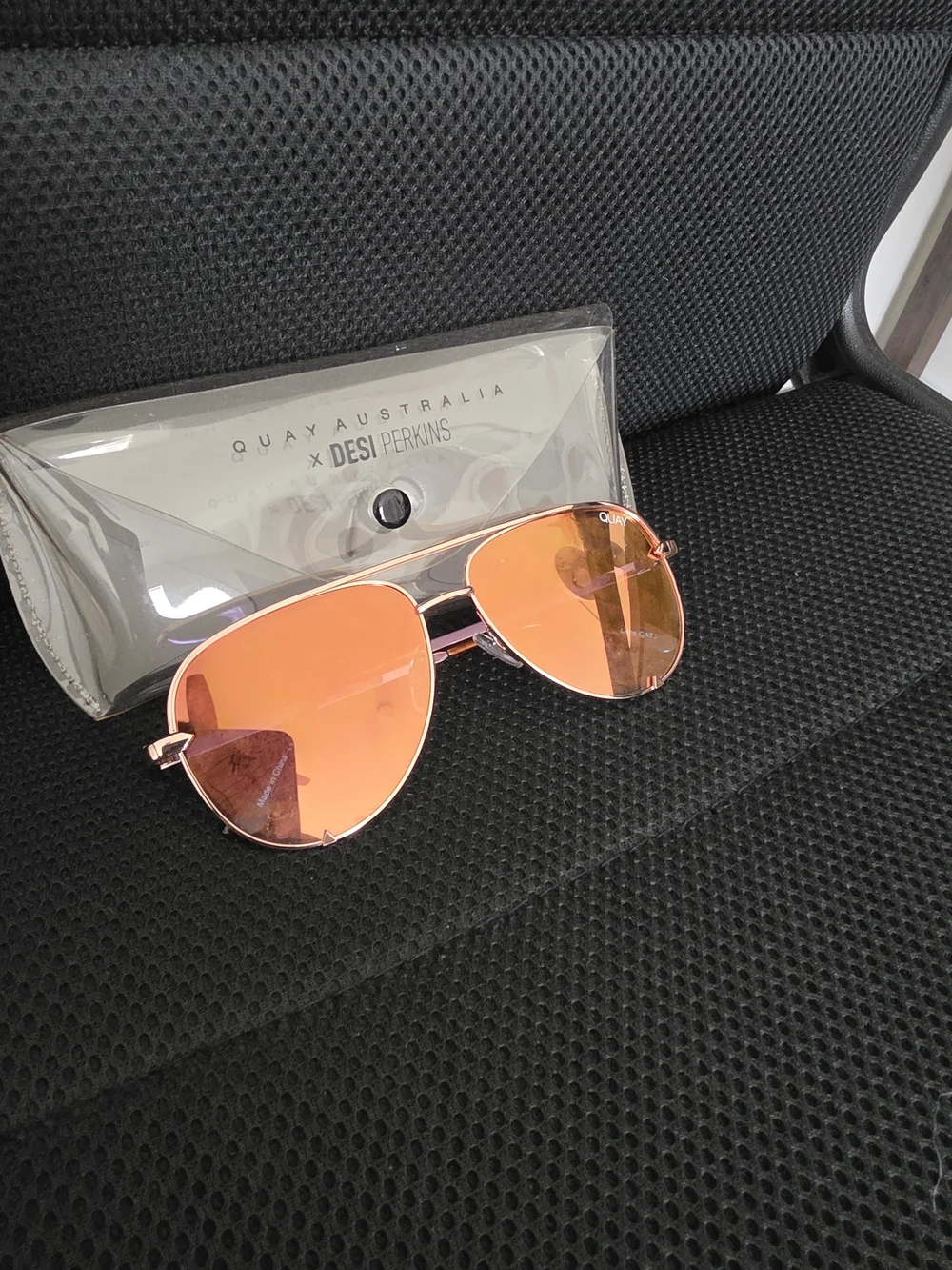 Quay Australia Rose-Gold Frame Sunglasses with Orange Lenses